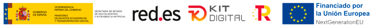 Logos oficiales del Kit Digital: Gobierno de España, red.es y Unión Europea NextGenerationEU
